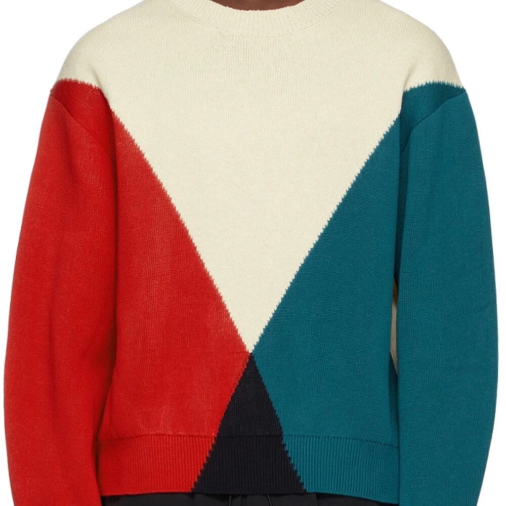 JIL SANDER: Men's Colorblock Cotton/Wool Sweater - 46 (S)